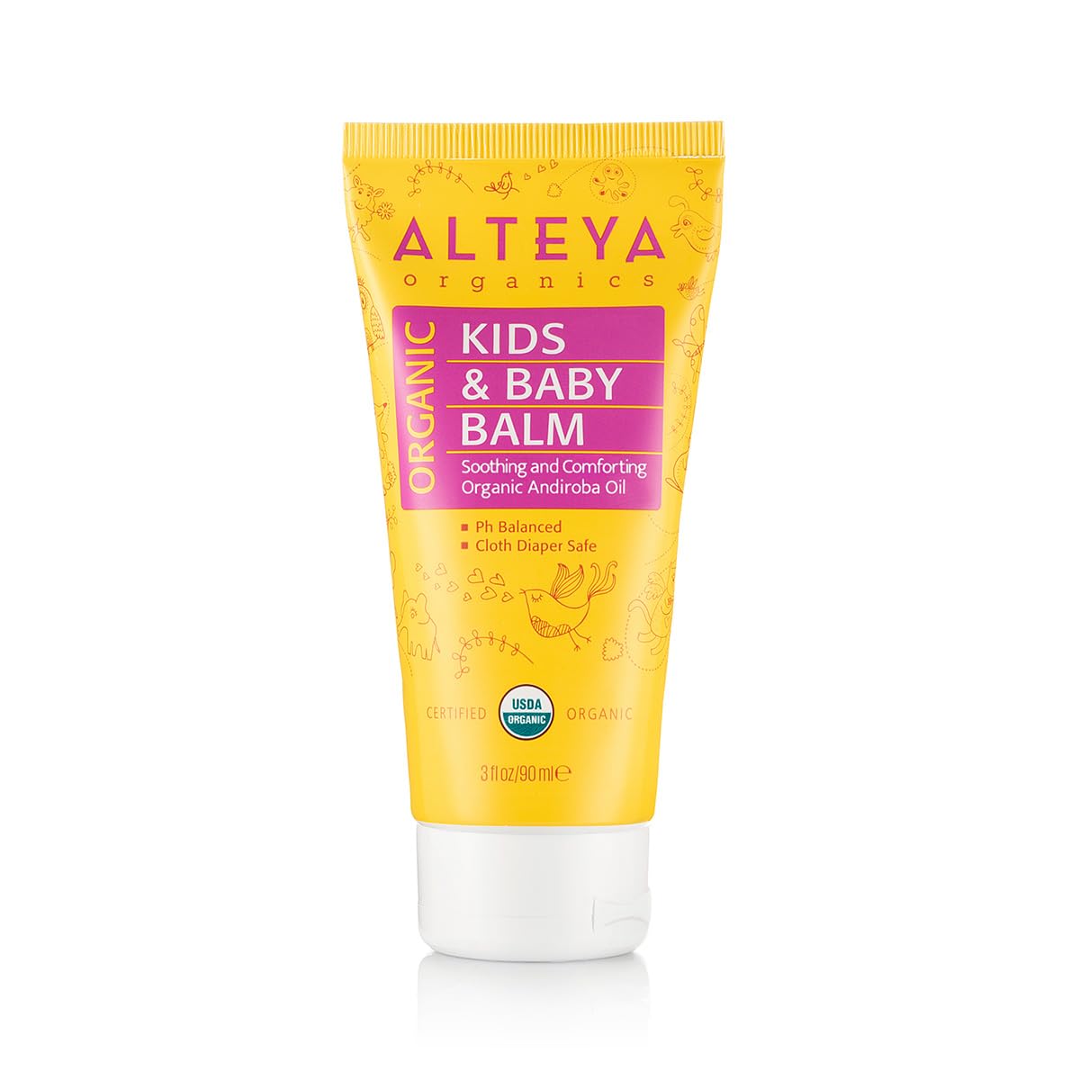 Alteya Organic Kids and Baby Balm 90 ml - USDA Certified Organic Award Winning Baby Skin Care Treatment with Bulgarian Rose Essential Oil - Healing and Protecting Sensitive Irritated Skin