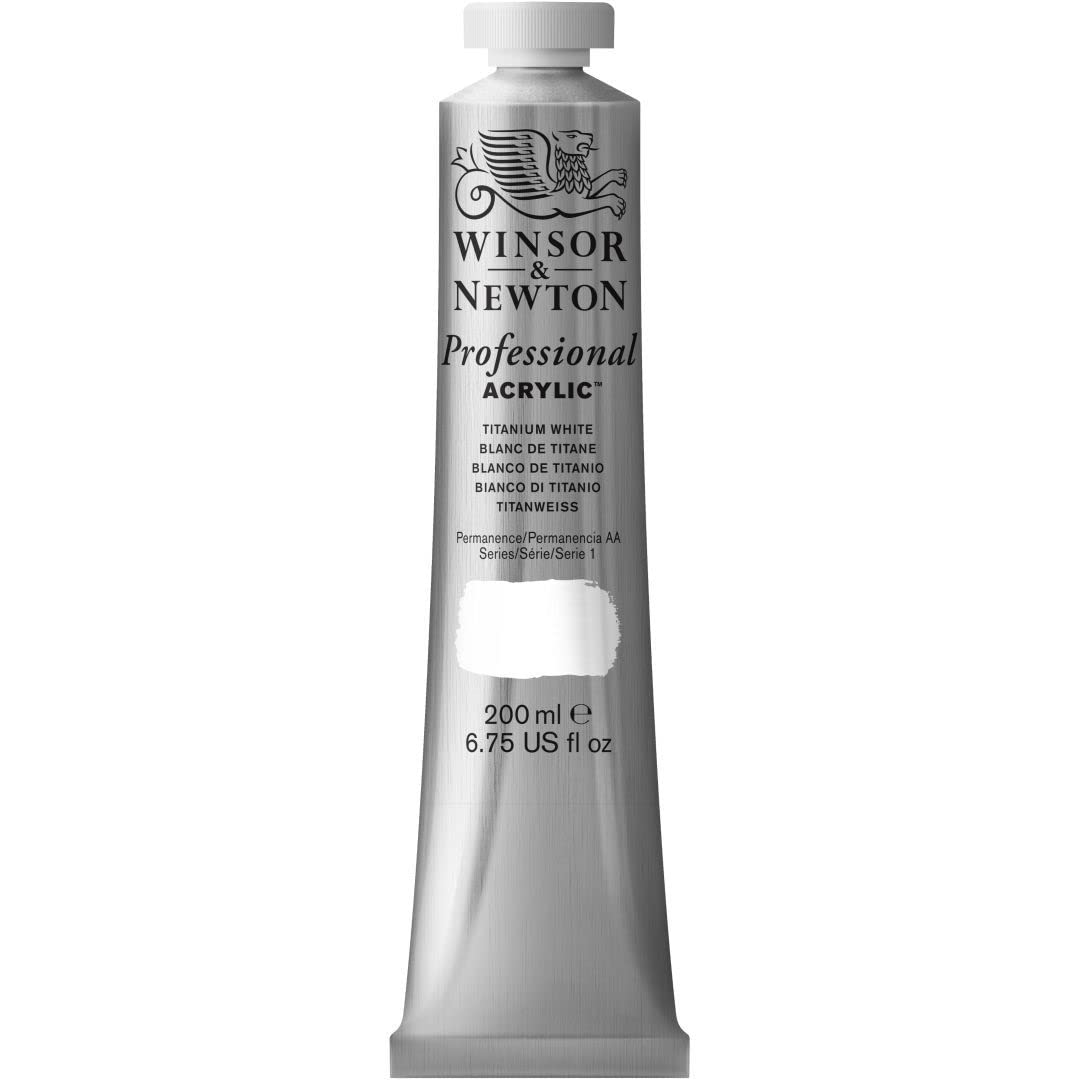 Photo 1 of Winsor & Newton Professional Acrylic Paint, 200ml (6.75-oz) Tube, Titanium White