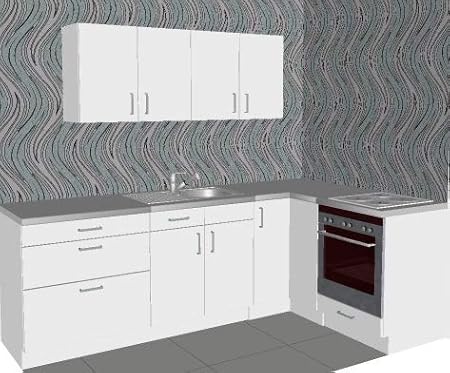 Cuisine Equipee Anglo 250 Blanc Laque Amazon Fr Cuisine Maison