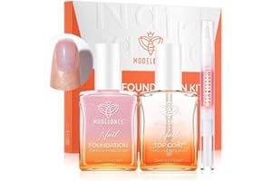 modelones Nail Strengthener Clear Gel Top Coat Nail Polish Cuticle Oil Pen Pink Nail Repair for Damaged Nails Care Kit for Women 15 ml Ridge Filler for Growth