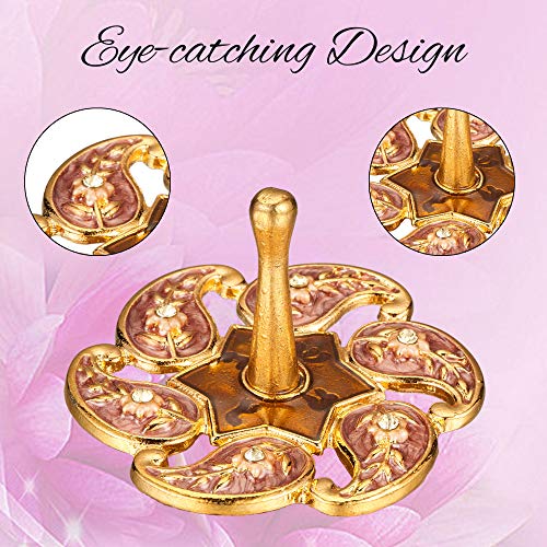 Matashi Hand-Painted Gold-Plated Red Floral Spinning Dreidel Holiday Ornaments (Pewter) Elegant Jewish Decor with Vintage Design & Embellished Crystals Judaica