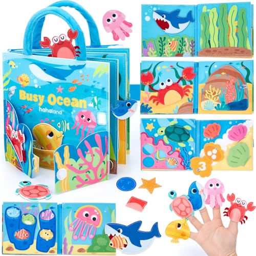 hahaland Busy Board Montessori 1 Anno - 15 in 1 Feltro Libro Montessori Interattivo Quiet Book Sensoriale Educativo - Regalo Bimbo Bimba Giochi Bambini 1 2 3 Anno