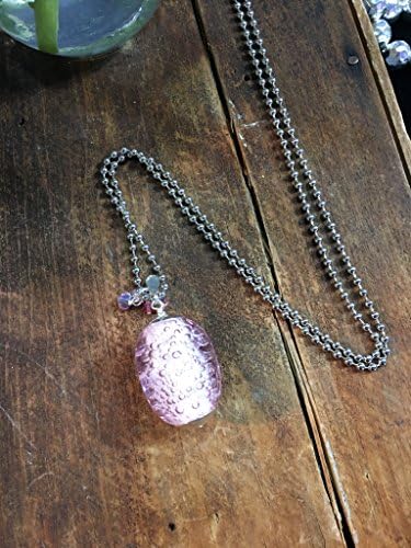 Pink Glass Pendant. Ice Ball Pendant. Long Necklace. Ball Chain Necklace. Lampwork Necklace. Glass Jewelry. Women's Necklace. Women's Gift.