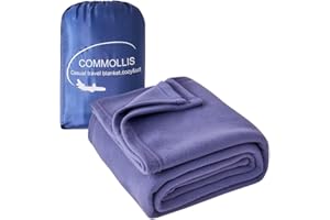 Commollis 2-in-1 Travel Blanket & Pillow for Airplane, Car, Train - Warm Compact Flight Blanket with Luggage Strap & Backpack Clip, Machine Washable, All-Season Use