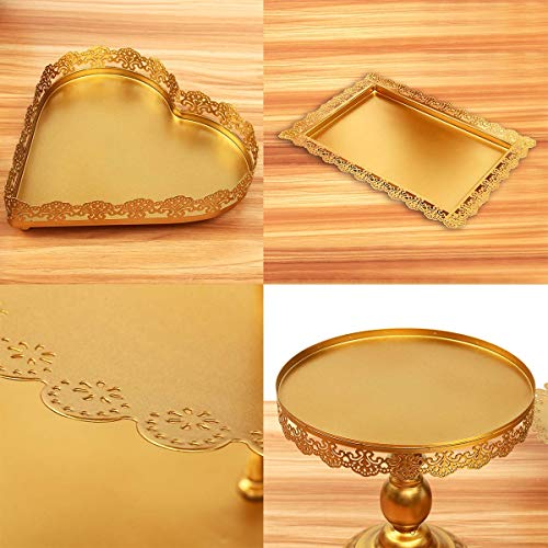 Set of 12 Pieces Cake Stands Iron Gold Cupcake Holder Fruits Dessert Display Plate for Baby Shower Wedding Birthday Party Celebration Home Decor Serving Platter