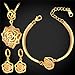 U7 Floating Rose Flower Jewelry Set Luxury Fashion 18K Gold Plated Bridal Tennis Bracelet & Drop Earrings & Charm Necklace Pendant