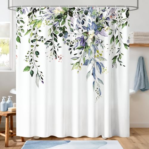 Hopomoon Eucalyptus Shower Curtain Watercolor Green