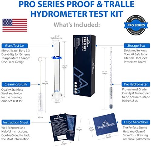 American-Made Hydrometer Alcohol Meter Set for Distilled Spirits Proofing