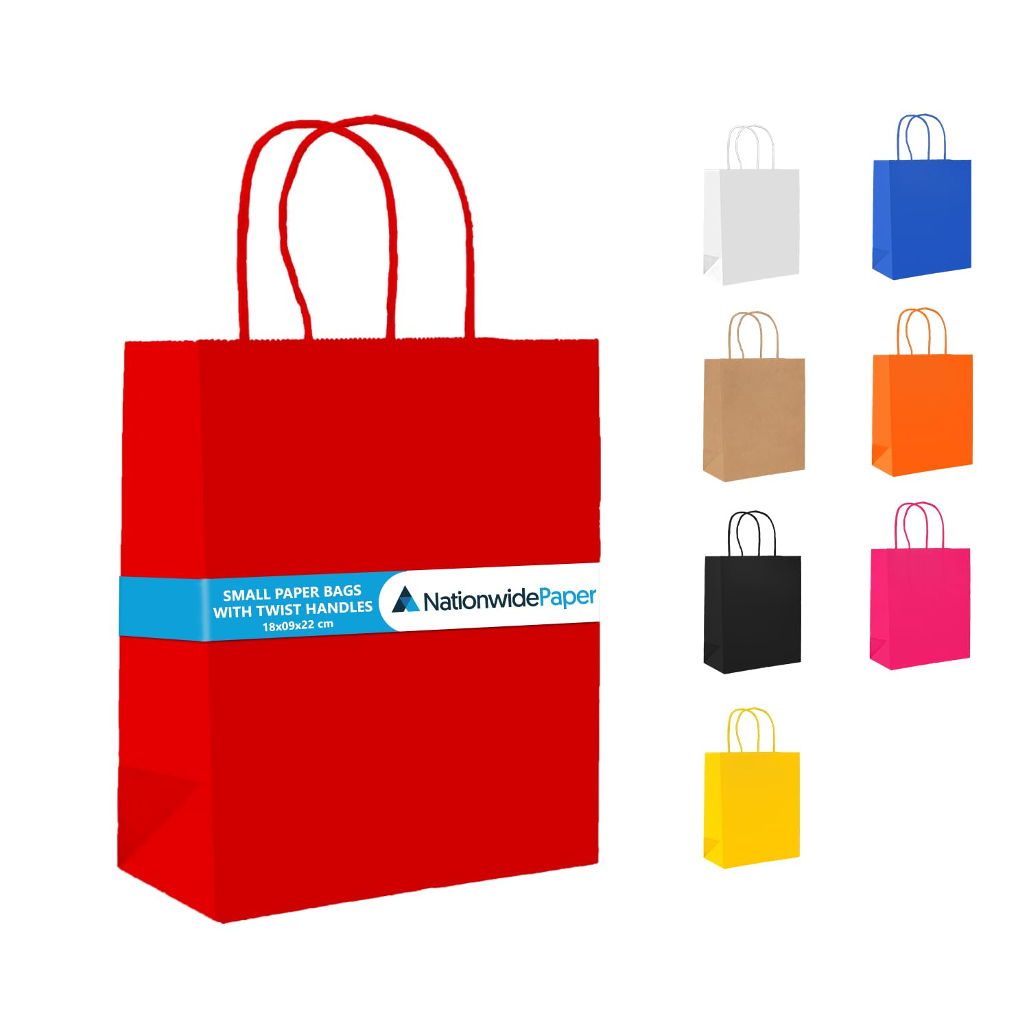 NationwidePaper 25 Small Red Paper Bags, Party Bags, Gift bag DIY and Sweet bags with Twist Handles (18x9x22cm)