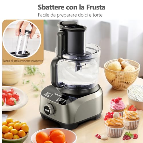 YASHE Multifunction Food Processor - Blender, Kneader, Chopper, Juicer, Kneading Machine with 2.5L Bowl and 1.5L Blender Jug, 3 Speeds with Pulse Function