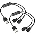 Gebildet 2 Pack Dual 4 Pin to USB Fan Switch ON Off Power Adapter Cable 1 to 2 Ways Splitter USB to 4PIN 3PIN PWM 5v Fan Connector