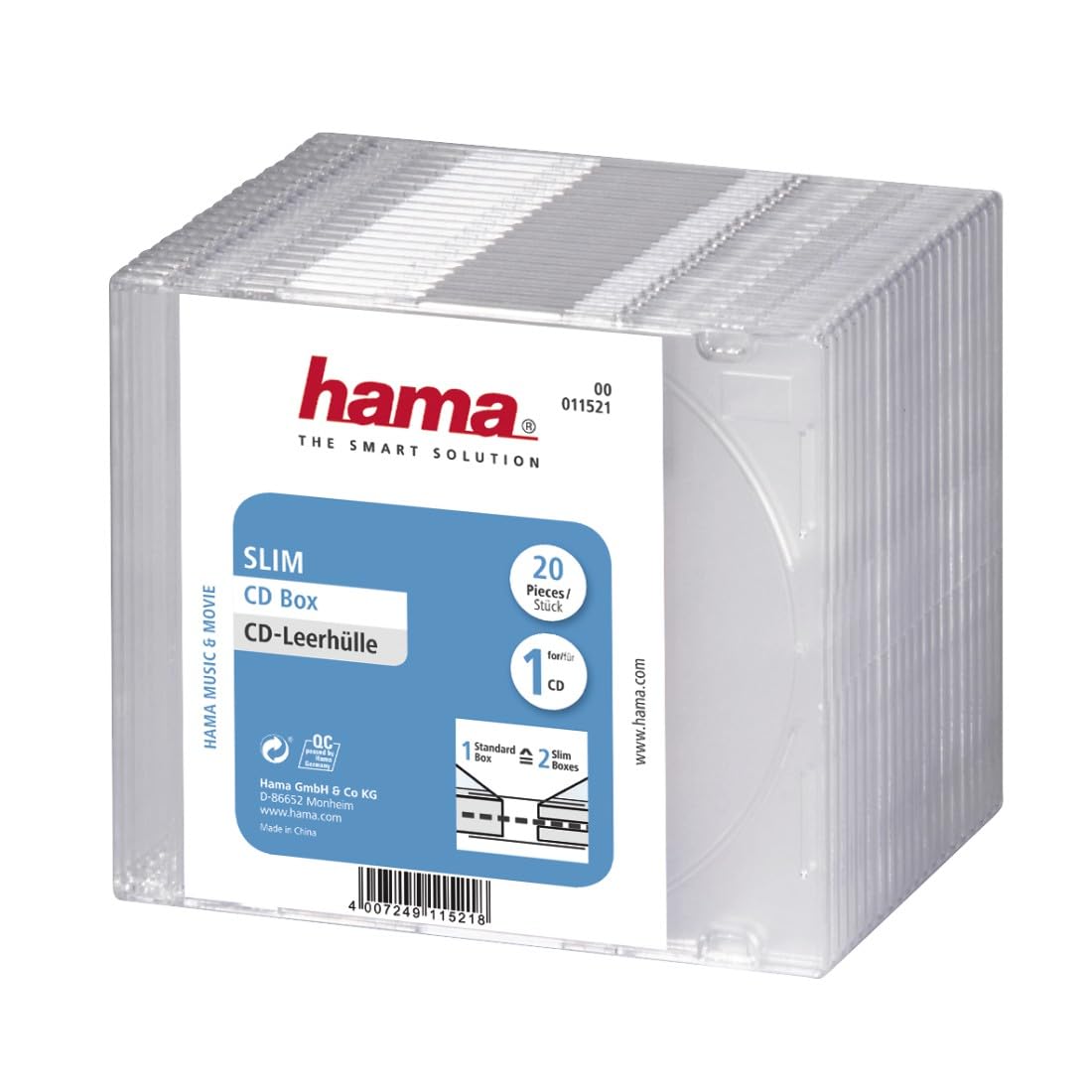 Hama Slim CD Box, pack of 20, transparent, value pack