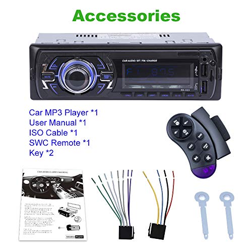 Honboom Car Stereo Bluetooth, 4x60W 1 Din Car Radio FM Radio, Bluetooth Hands-Free Receiver Car MP3 Player with Steering Wheel Control, Supports RDS/AUX/USB/SD - Thumbnail 7