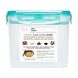 Crazy Korean Cooking Premium Kimchi, Sauerkraut Fermentation and Storage Container with Inner Vacuum Lid, Translucent Coral Green, 0.9 gallon (3.4 L)