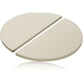 15 Inch Half-Moon Ceramic Heat Deflector Plates for Kamado Joe Classic I, II, III Grill Parts BBQ Accessories, 2-Pack Pizza Stone