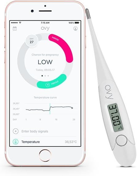 Basal Thermometer for Ovulation Tracking + free app (iOS & Android) from OVY| Perfect for Natural Family Planning, Fertility Test & Baby Thermometer