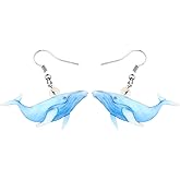 Bonsny Acrylic Drop Dangle Sweet Ocean Whale Earrings Fish Jewelry For Women Nice Gift