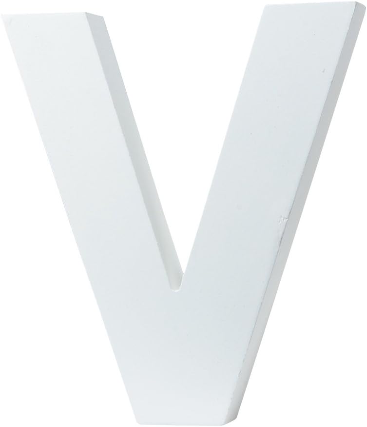 5.9"(L x5.1(H) x0.8(W) 15x13x2cm Wall Letters Marquee Alphabet V Wood Wooden Number DIY Block Words Sign Hanging Decor Letter for Home Bedroom Office Wedding Party Decor White