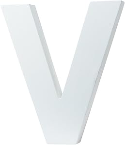5.9"(L x5.1(H) x0.8(W) 15x13x2cm Wall Letters Marquee Alphabet V Wood Wooden Number DIY Block Words Sign Hanging Decor Letter for Home Bedroom Office Wedding Party Decor White