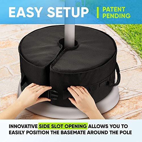Rhino Round Umbrella Base Weight with Side Slot Opening, 18" ~ Fits Any Offset, Cantilever & Any Outdoor Patio Umbrella Stand ~ Easy Set up (Black) - Thumbnail 2