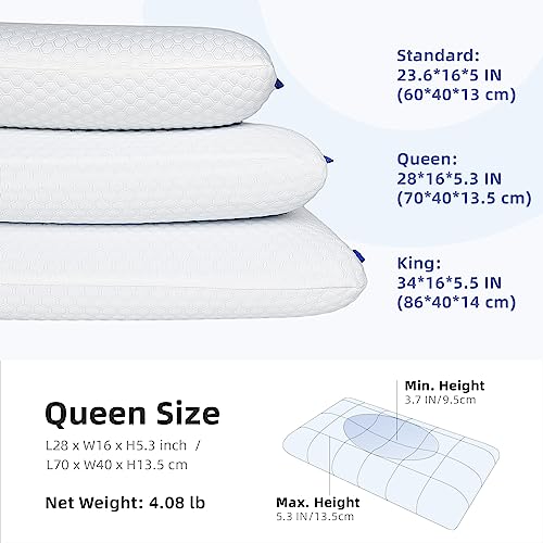 inight Queen Memory Foam Pillow, Side Sleeper Pillow, Queen Pillow for