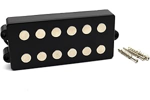 SAMHEROME Ceramic Magnet 6 String M Style Bass Pickup, Black 6 String Bass Guitar Pickup Humbucker For Music Man Bass Coil Tap (6 String Bass Pickup)
