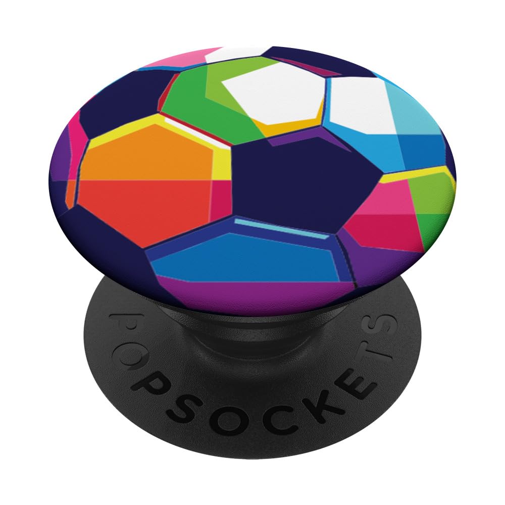 Soccer ball colorful design PopSockets Swappable PopGrip