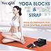 Yes4All Yoga Blocks and Strap Set – Yoga Foam Block 9x6x4 inch (Set of 2) and Yoga Strap with D-Ring – Yoga Blocks and Yoga Stretching Strap (Black)