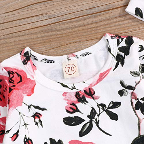 Newborn Baby Floral Sleeping Gown Swaddle Sack Coming Home Sleepwear Romper Sleeping Bags Outfit (White, 0-18 Months)
