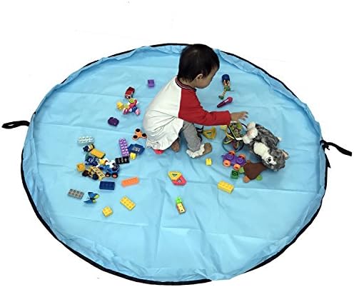 Toy Storage Bag,60 inches Foldable Large Children's Play Mat Floor Activity Mat Floor Playbag Toys Organizer Quick Pouch-Perfect for Storing ,Easy to Carry, Sturdy (Light Blue)