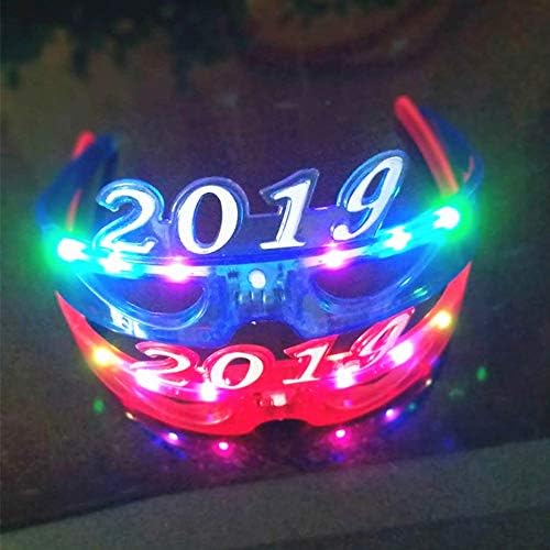 minishop659 1 Pair Christmas Number 2019 LED Flashing Glasses Luminous Headband Glow Party Prop Gift Random Color