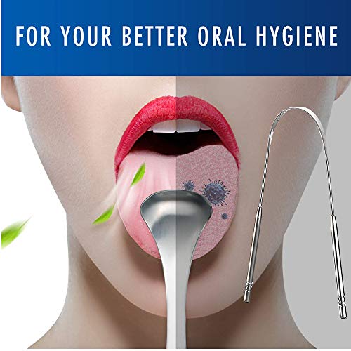 3 Pack Tongue Scraper Cleaner Stainless Steel Fresh Breath Tongue Scrapers Metal Tongue Scraping Cleaner for Oral Care (3Pack-Silver)