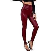 Everbellus Sexy Womens Faux Leather High Waisted Leggings