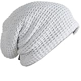 Z&S Mens Slouchy Long Beanie Knit Cap for Summer Winter Oversize (White)