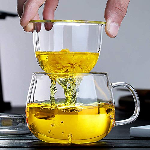 Teetasse aus Glas mit Teesieb, 340 ml, Borosilikatglasbecher, langlebig, hitzebeständig, geeignet für Tee, Getränke, Eiskaffee, 1 Stück (1er Pack) – Bild 6