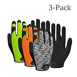 Vgo 3 Pairs High Dexterity Touchscreen PU Leather Work Gloves Multipurpose(Size L,3Colors,PU8718)