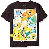 Pokemon Big Boys Youth Short-Sleeved Tee Tearaway Label, black, S