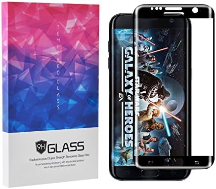 ProChosen Galaxy S7 Edge Screen Protector [Full Coverage], HD Clear Anti-Bubble Tempered Glass Screen Protector for Samsung Galaxy S7 Edge - Black