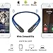Upgrade V4.1 Bluetooth Headphones Wireless Neckband Headset Retractable Earbuds Sports Sweatproof HD Stereo Noise Cancelling Earphone w/Mic for Iphone and Android Cellphones (Blue)