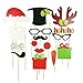 Soledi Party Games Funny DIY Photo Booth Props Mustache Glasses Gift On A Stick Christmas Party - Pack of 17