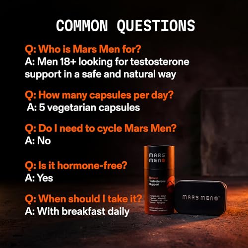 MARS MEN Testosterone Booster for Men - Natural Supplement Premium Tongkat Ali, Fenugreek, Shilajit & Boron - Male Support - Libido, Energy & Muscle Growth Support - 30 Servings + Travel Tin