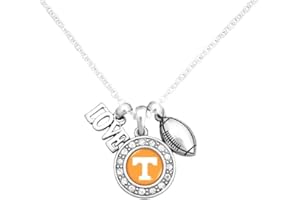 FTH Tennessee Volunteers Multi Charm Orange White & Silver Love TN Vols Football Necklace Jewelry Gift Boxed