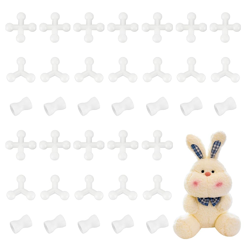 OLYCRAFT 36 Pcs 3 Styles Chest Connectors Flex Ball Socket Adjustable Flexible Armature Skeleton Joints Ball Jointed Flexible Plastic Skeleton Accessories for Plush Bear Making DIY Crafts