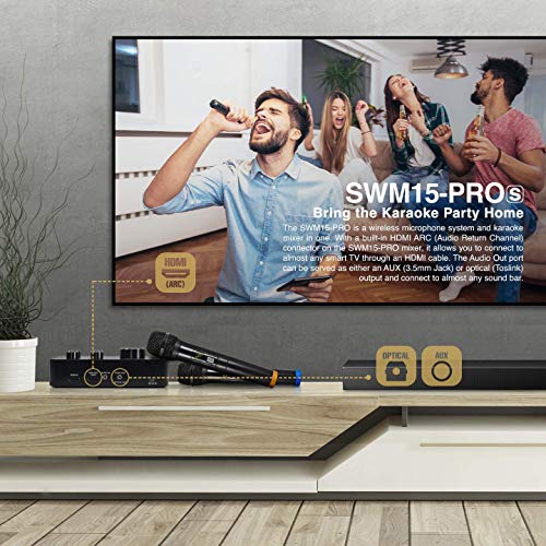 Sound Town Wireless Microphone Karaoke Mixer System, Supports HDMI ARC