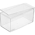Hammont Rectangle Acrylic Box - Shelf Organizer Bins - Clear Storage Containers - Candy Party Favors | Bathroom Storage | Makeup Cosmetic Organization | Wide: 8"x4"x4" (3 Pack)