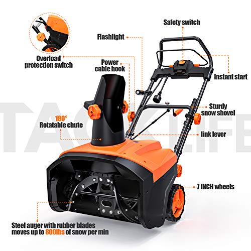 TACKLIFE Electric Snow Blower, 15 Amp 20 INCH, Snow Blower, 180°Chute