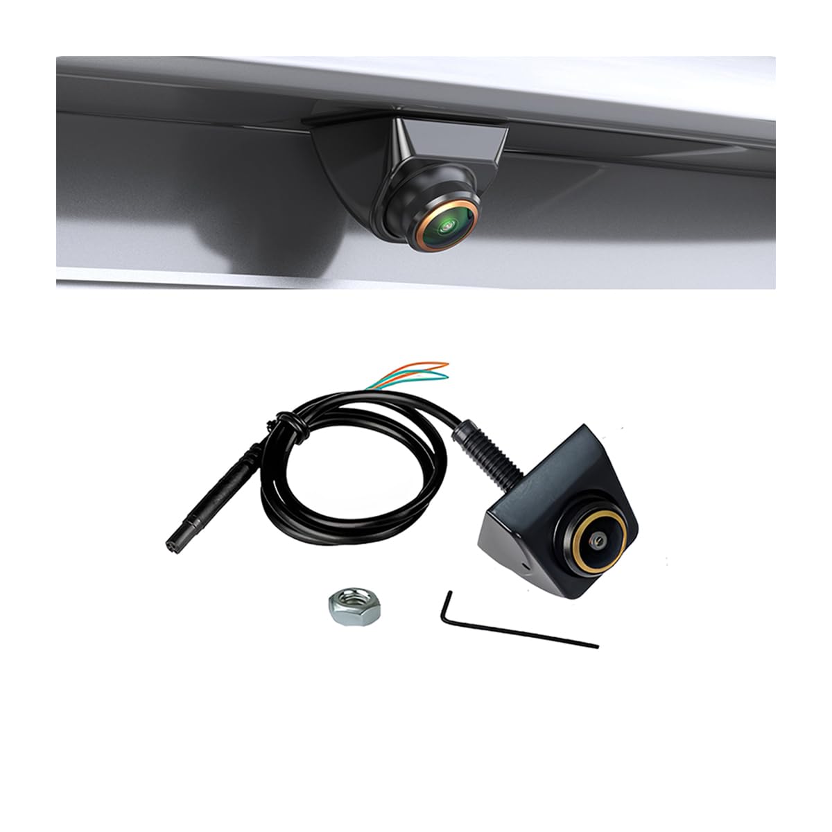 CGEAMDY Car Rear View Camera, Wide Viewing Angle Adjustable Rear Parking Camera, 170° HD Super Wide Angle and Fisheye Correction Rear View Camera, For Car, Camper, Caravan, Van, Pickup, Truck