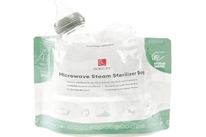 HORIGEN Larger Microwave Sterilizer Bags, Reusable Baby Bottle Sterilizer Bags(20 Uses Per Bag), Microwave Steam Sterilizer Bags Great Cleaner for Baby Bottle and Pump Parts When Travel and Work(16 Packs)