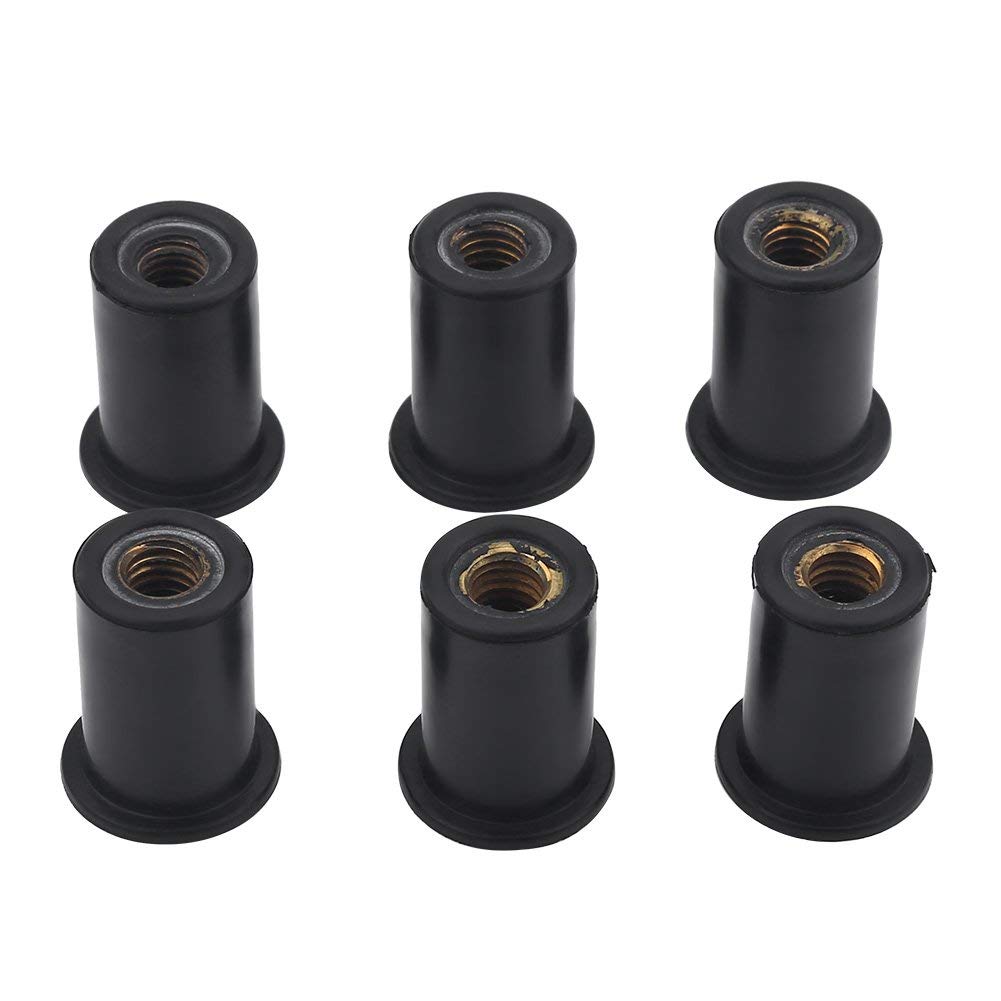 Kayak Rubber Nuts, 6pc M6 Brass Vibration Isolator for Canoe Boat Sealing Holes Marine Hardware Wear-Resistant Flange Bushing