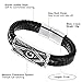 Cupimatch Mens Stainless Steel Masonic Freemason Leather Bracelet Cuff Bangle with Magnetic Clasp (Type 2) for Fathers Day